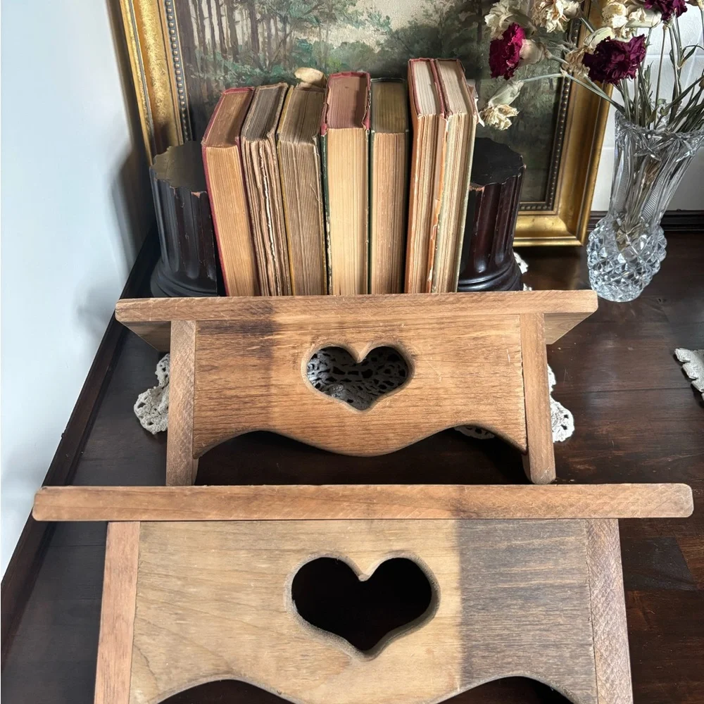 Rustic Heart Cutout Wooden Wall Shelf - Natural Wood